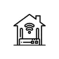An icon of a house and router