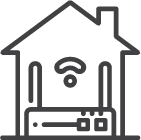 An icon of a house with a router