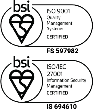 Home Telecoms ISO9001 and ISO27001 logos.